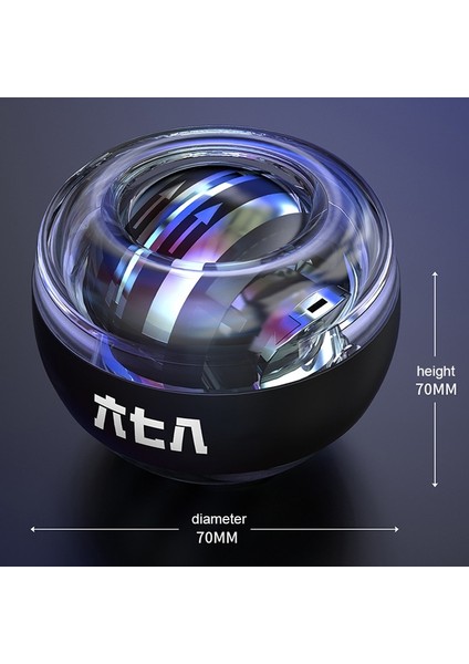 LED Gyroskopik Powerball Autostart Aralığı Gyro Güç Bilek Topu ile Tezgah Kolu El Kas Kuvvet Trainer Fitness Ekipmanları | Elektrikli Bilekler (Siyah) (Yurt Dışından)