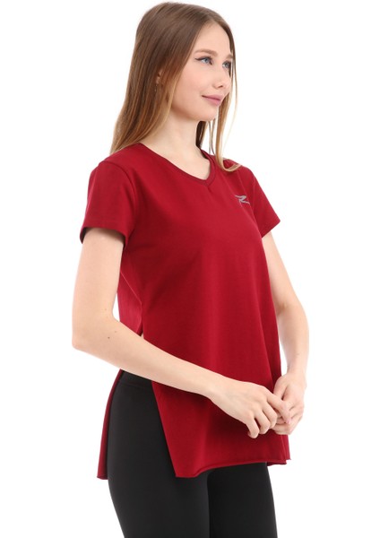 Kadın %100 Pamuk T-Shirt Fragum Bordo modelleri