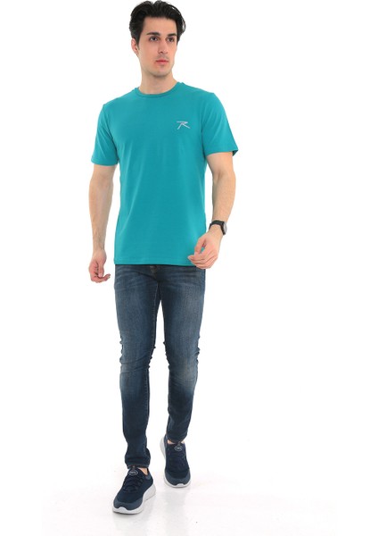 Erkek %100 Pamuk T-Shirt Gravıs Mint