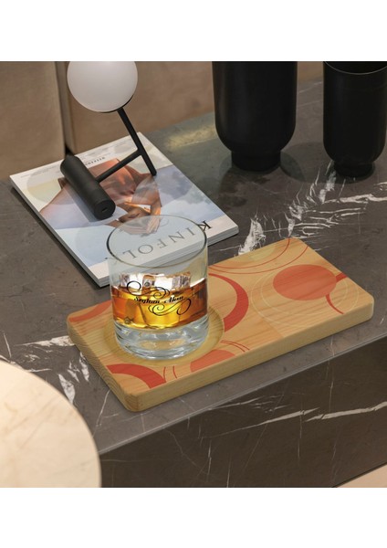 Kişiye Özel Modern Art Tasarımlı Doğal Ahşap Tabaklı Viski Bardağı Sunum Seti Model 13 fiyatları