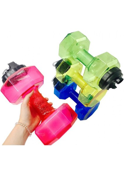 2.2 L Dumbbell Şekilli Su Şişesi, Büyük Kapasiteli Çevirme Üst Kaçak Geçirmez Kapak (Pembe) (Yurt Dışından)