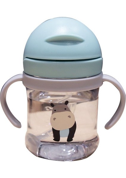 250 ml. Bebek Sippy Kupası ile Ölçekli Plastik Su Şişesi ile Saman Çocuklar İçin Karikatür Bebek Kız Erkek Besleme Su Süt Şişesi (Yeşil Kolu) (Yurt Dışından)