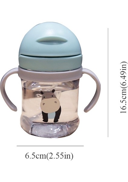 250 ml. Bebek Sippy Kupası ile Ölçekli Plastik Su Şişesi ile Saman Çocuklar İçin Karikatür Bebek Kız Erkek Besleme Su Süt Şişesi (Yeşil Kolu) (Yurt Dışından)