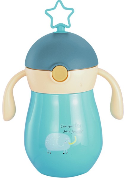 260 ml Karikatür Bebek Termos Kupası Çocuk Kupası Yumuşak Borulu Saman Sippy Kupası Yerçekimi Topu Su Şişesi (Yeşil) (Yurt Dışından)