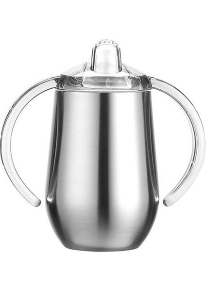Bebek Sippy Kupası Kolu ile Çift Katmanlı 304 Paslanmaz Çelik BPA'sız Güvenli Vakum 10 Oz Yalıtımlı Kupa Süt Kupası (Yurt Dışından)
