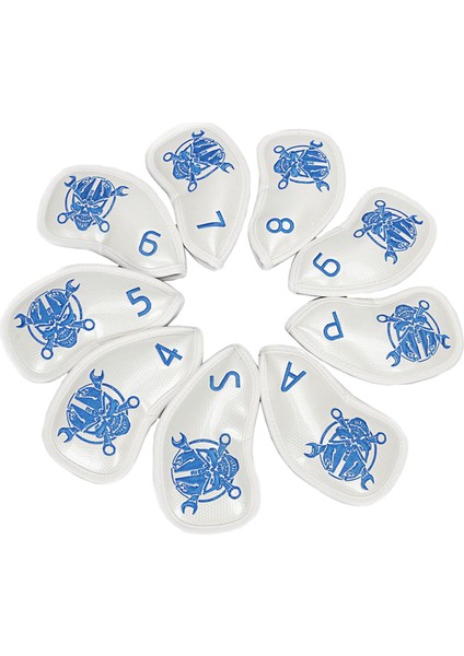 9 Pack Pu Deri Golf Demir Headcover Su Geçirmez Kulübü Kafa Kapak Koruma Mavi (Yurt Dışından) fiyatları