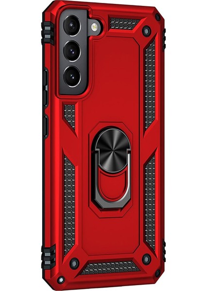Samsung Galaxy S22 Plus Kılıf Military Ring Holder Kırmızı fiyatları