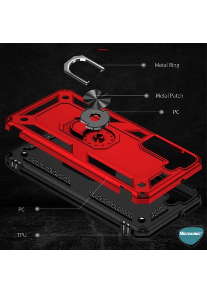 Samsung Galaxy S22 Plus Kılıf Military Ring Holder Kırmızı fırsatları