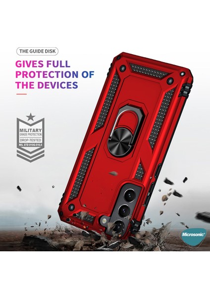 Samsung Galaxy S22 Plus Kılıf Military Ring Holder Kırmızı indirimleri