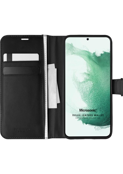 Samsung Galaxy S22 Kılıf Delux Leather Wallet Siyah