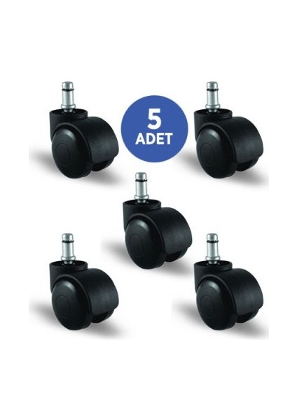 Pimli Mobilya Tekerleği Koltuk Tekeri, Koltuk Tekerleği Çap:50, 5li Set, Geniş Tip 5 Adet