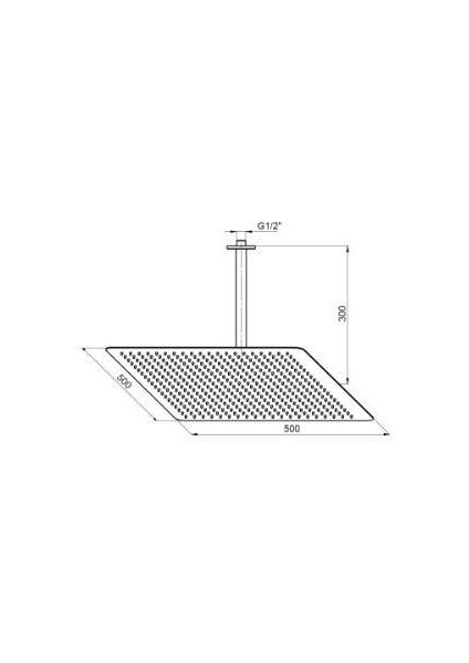 Ankastre Duş Başlığı Kare Slim Metal 50X50 cm ADS25