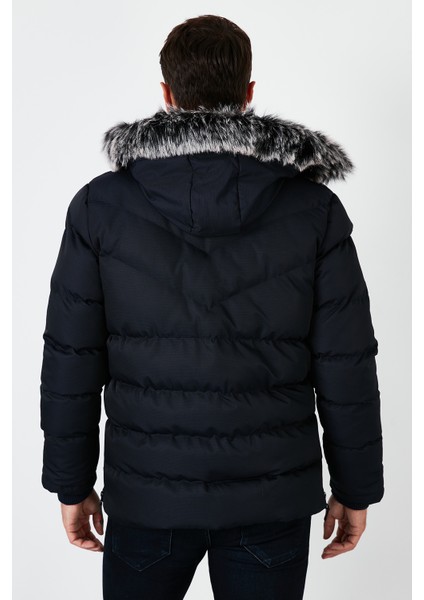 Slim Fit Suni Kürklü Peluş Astarlı Çıkarılabilir Kapüşonlu Şişme Mont Erkek Mont 5761080 B indirimleri