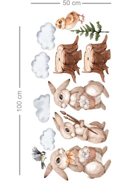 Tavşan Dostlar Çocuk Odası Duvar Sticker modelleri