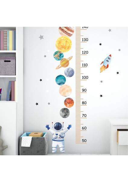 Gezegenler Boy Ölçer Çocuk Odası Duvar Sticker