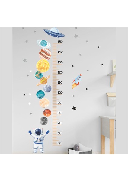 Gezegenler Boy Ölçer Çocuk Odası Duvar Sticker