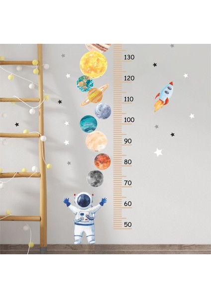 Gezegenler Boy Ölçer Çocuk Odası Duvar Sticker