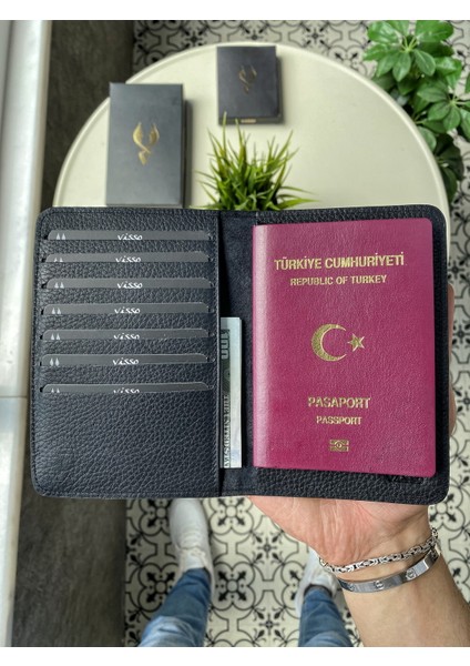 911 Hakiki Deri Isme Özel Pasaport Kılıfı