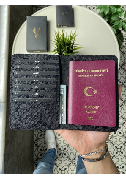 911 Hakiki Deri Isme Özel Pasaport Kılıfı