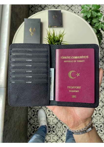 911 Hakiki Deri Isme Özel Pasaport Kılıfı