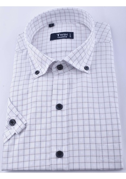 Twın 211-130-32 Clasic Kısa Kol Gömlek /bordo/xxl