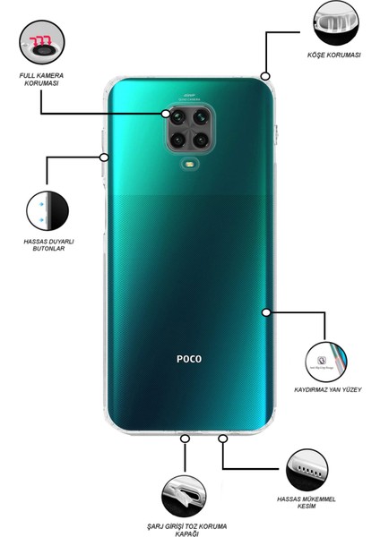 Caseworld Xiaomi Redmi Note 9 Pro Kapak Tıpalı Kamera Korumalı Şeffaf Premier Kılıf fiyatları