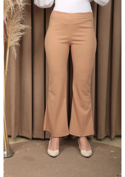 Kadın Bej Ispanyol Paça Kumaş Pantolon fiyatları
