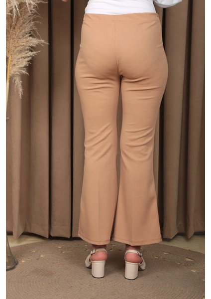 Kadın Bej Ispanyol Paça Kumaş Pantolon indirimleri