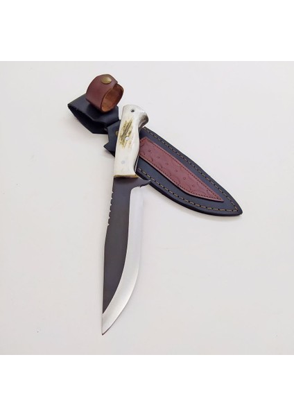 El Yapımı Geyik Saplu Bushcraft - Paslanmaz Çelikten Av Bıçağı indirimleri