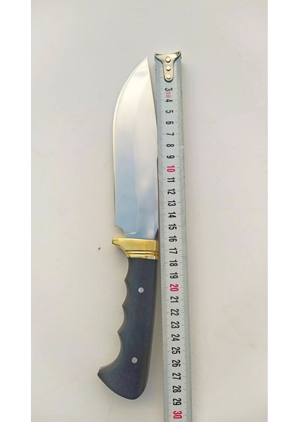 El Yapımı Kamp Bıçağı Werzalit Kabzeli Paslanmaz Av Bıçağı Deri Kılıflı Bıçak