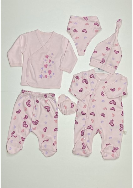 Kalp Desenli Pamuklu 6'lı Set