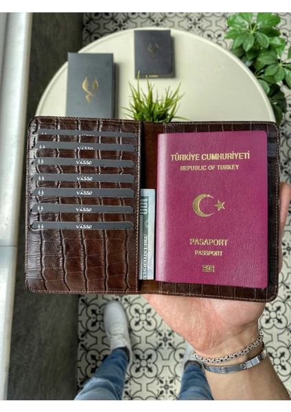 911 Hakiki Deri Isme Özel Pasaport Kılıfı