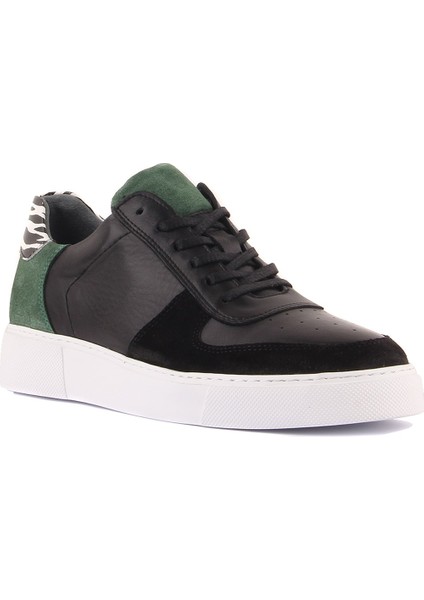 Sail Lakers - Siyah Deri, Yeşil Süet Erkek Sneaker