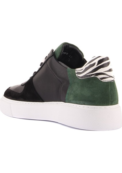 Sail Lakers - Siyah Deri, Yeşil Süet Erkek Sneaker