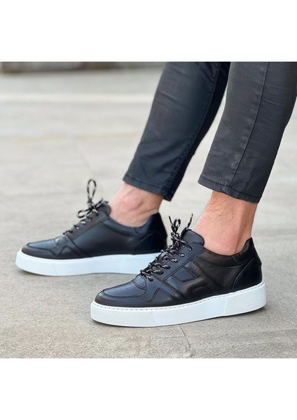 Sail Lakers - Siyah Deri Bağcıklı Erkek Sneaker