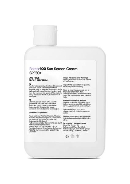 100 Ultra Nemlendirici Leke Karşıtı Yüksek Korumalı SPF50 100ML
