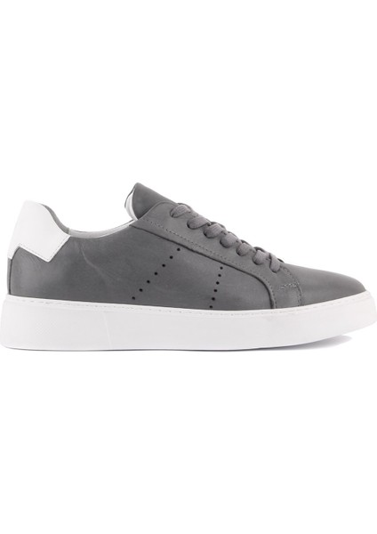 Sail Lakers - Gri Deri Bağcıklı Erkek Sneaker