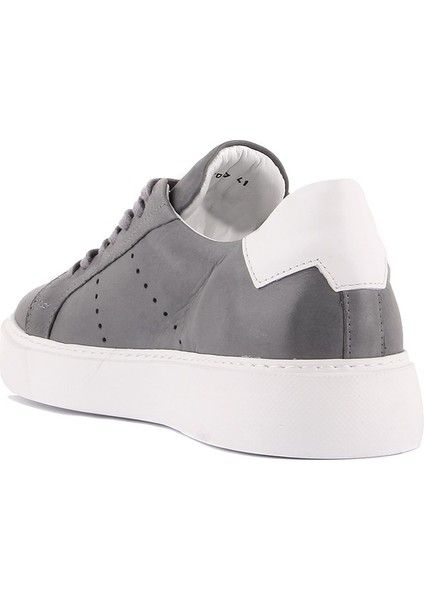 Sail Lakers - Gri Deri Bağcıklı Erkek Sneaker