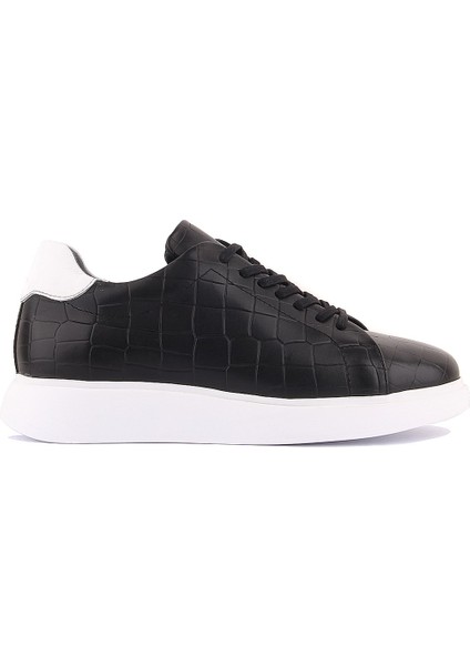 Sail Lakers - Siyah Deri Croco Bağcıklı Erkek Sneaker