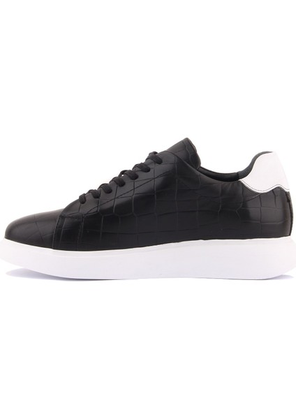 Sail Lakers - Siyah Deri Croco Bağcıklı Erkek Sneaker
