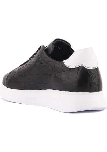 Sail Lakers - Siyah Deri Croco Bağcıklı Erkek Sneaker