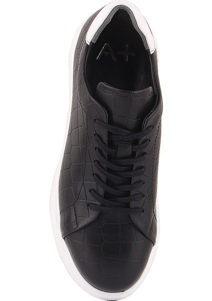 Sail Lakers - Siyah Deri Croco Bağcıklı Erkek Sneaker