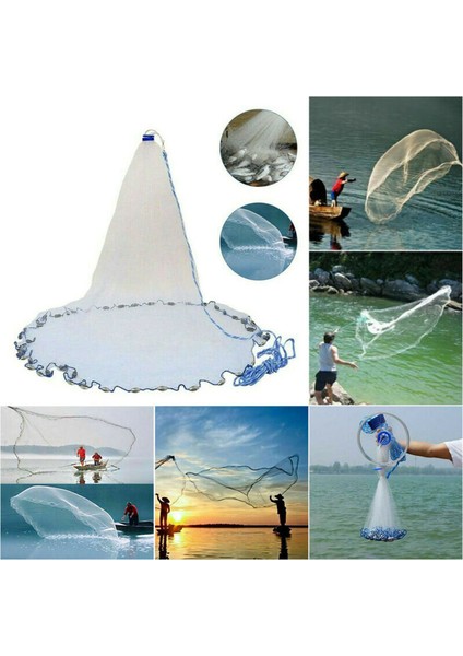 Alüminyum Yüzük Monofilament El Atmak Balıkçılık Döküm Net Spin Kolay Atmak Dia 2.4m (Yurt Dışından)