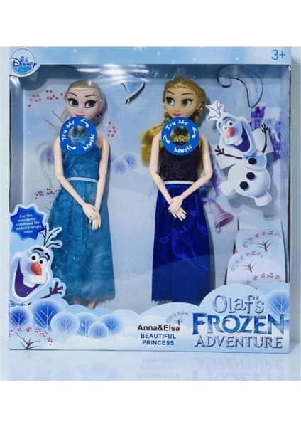 Frozen Elsa ve Anna Eklemli Işıklı Müzikli Oyuncak Bebek 2 Li