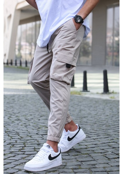 Bej Kargo Cep Erkek Jogger Pantolon 5461