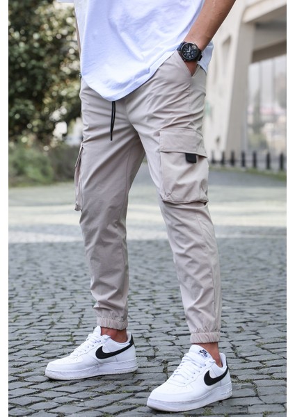Bej Kargo Cep Erkek Jogger Pantolon 5461