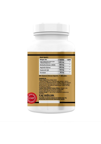 Collagen Type-Iı Hyaluronic Acid Msm Boswellia Serrata 180 Tablet