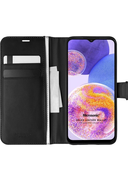 Samsung Galaxy A23 Kılıf Delux Leather Wallet Siyah
