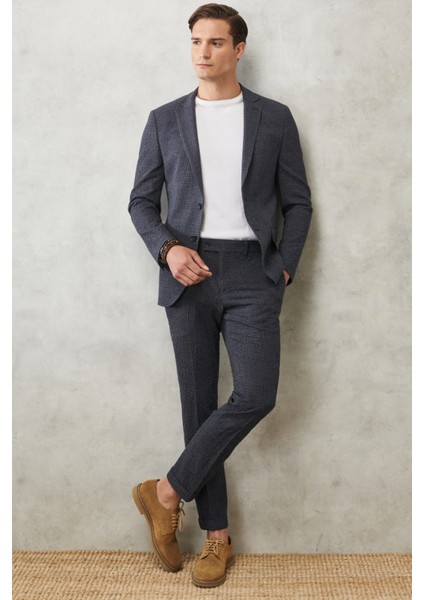 ALTINYILDIZ CLASSICS Erkek Antrasit-lacivert Slim Fit Dar Kesim Mono Yaka Kareli Klasik Takım Elbise fiyatları