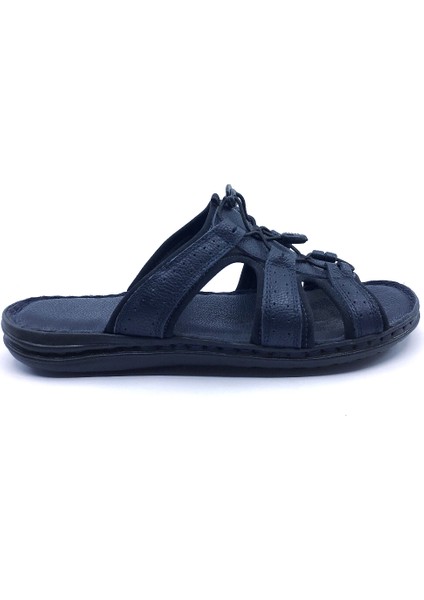 Dr.hoşnut Larcivert %100 Deri Orto Pedi Erkek Terlik